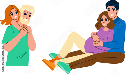 together parenting classes vector. school education, mother family, home young together parenting classes character. people flat cartoon illustration