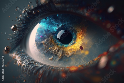 Human eye transpiring the universe  Generative AI