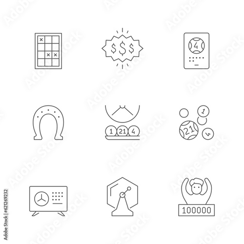 Set line icons of lottery