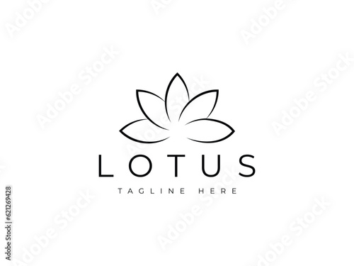 minimal beauty lotus flower line style logo design