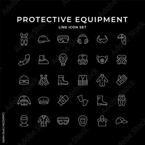 Set line icons of personal protective equipment