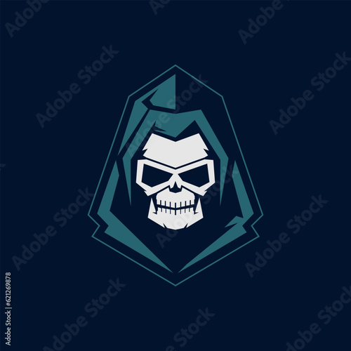 Grim Reaper Logo. Mascot of Grim Reaper Logo. Grim Reaper logo Skull military style design. For mascot logo design in modern badge, mascot logo template.
