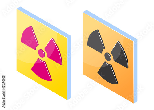 Ionizing radiation signs in flat style, vector