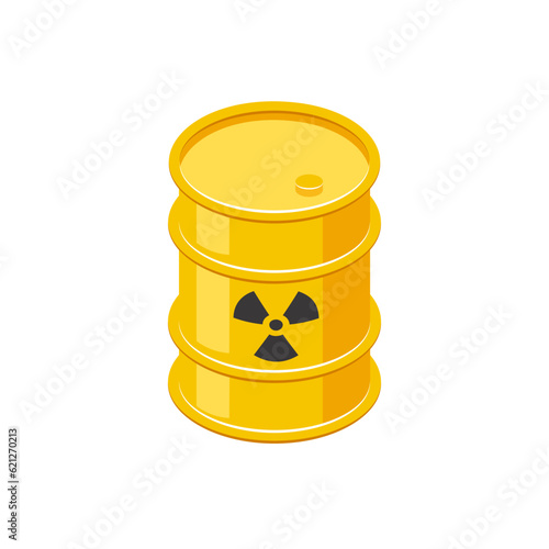 Isometric radioactive barrel, icon in flat style