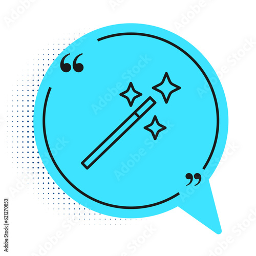 Black line Photo retouching icon isolated on white background. Photographer, photography, retouch icon. Blue speech bubble symbol. Vector