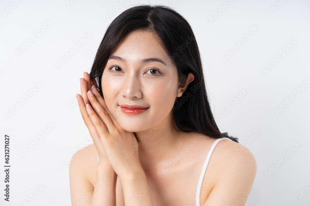 beautiful asian woman portrait on white background