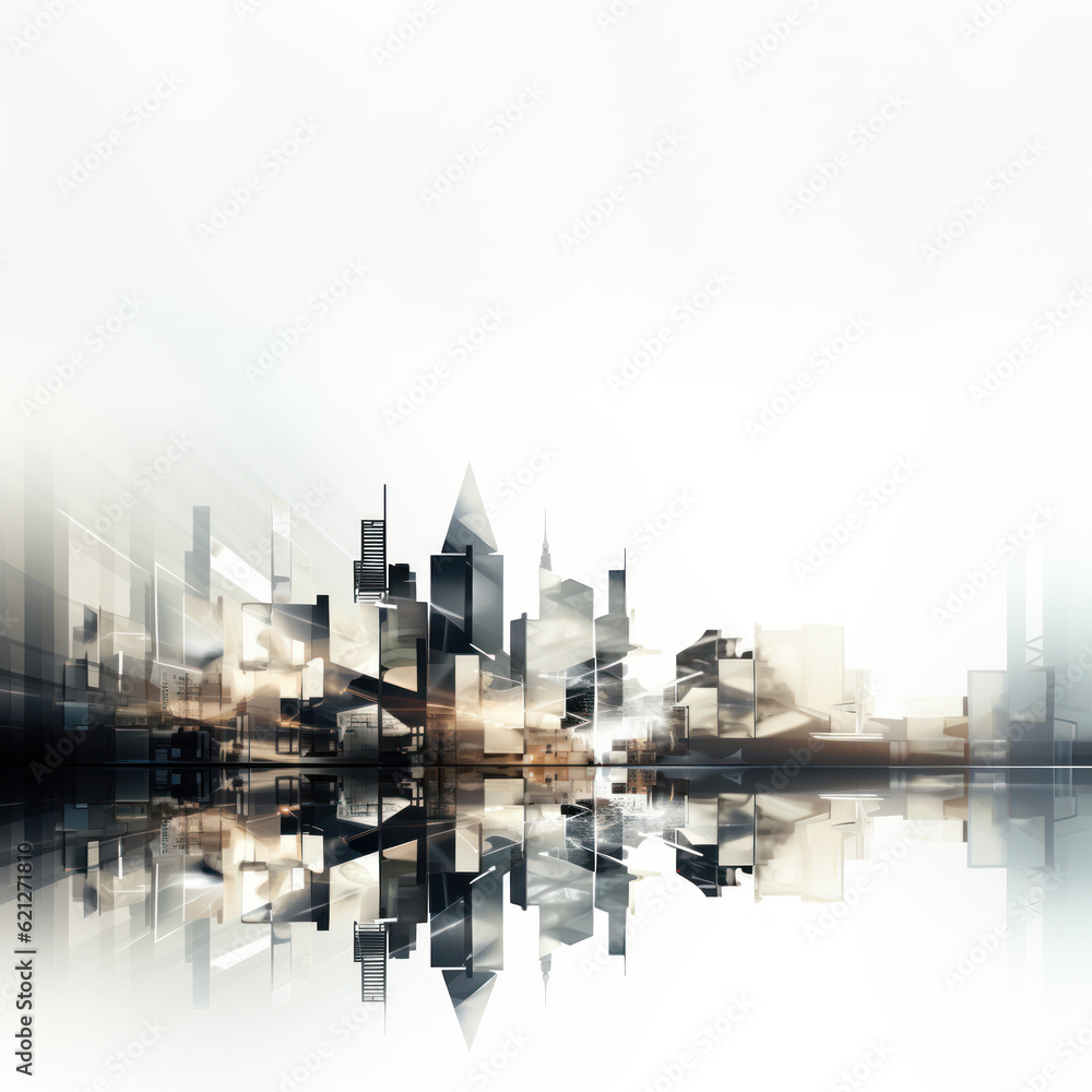 Cityscape on white copy space colorful prism style background. Cityscape on white copy space colorful prism style background.