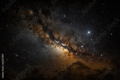 stunning view of the Milky Way and stars shining brightly in the night sky. Generative AI