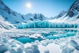 A breathtaking view of a glacier in a snowy landscape