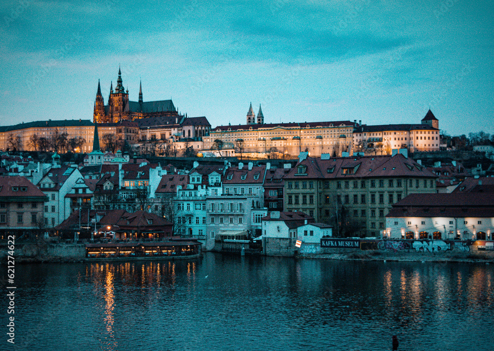 Prague castle at night