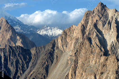 HIMALAYAN MOUNTAINS ABOVE HUNZA VALLEY IN NORTHERN PAKISTAN photo