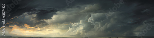 Tableau sur toile Extraordinary fantastic Sky clouds above the ground, landscape
