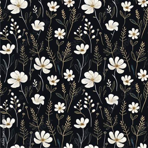 Wallpaper Mural Seamless pattern of minimalist line art flowers Torontodigital.ca
