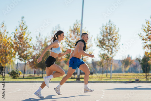 Fitness couple running