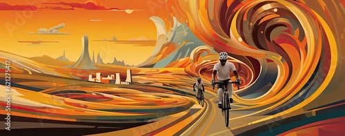 Obraz podróż rowerzystów