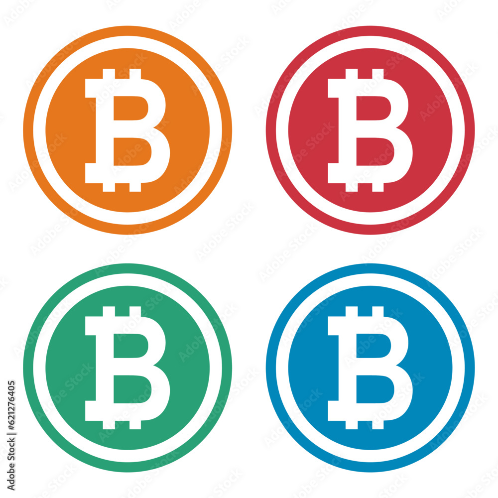 Set of Bitcoin web coin, internet electronic crypto design symbol, digital pay vector illustration Set of Bitcoin web coin, internet electronic crypto design symbol, digital pay vector illustration