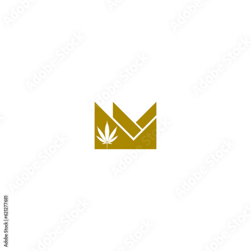 Crown and cannabis logo design isolated on white background
