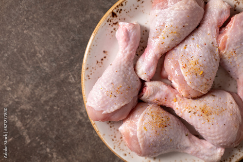 Fresh chicken legs for cooking, top view