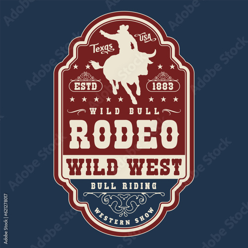 Bull rodeo vintage poster colorful
