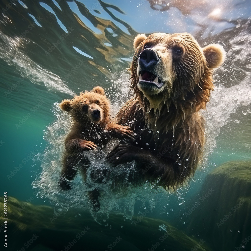 Bear swims and dives in the water Bear swims and dives in the water