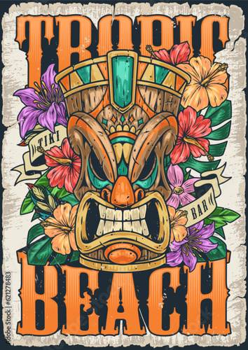 Tropical beach totem flyer colorful