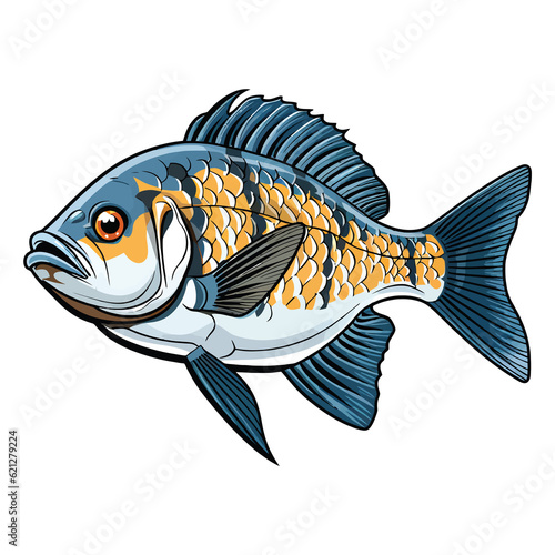 Underwater Delight: 2D Illustration of a Fascinating Convict Cichlid
