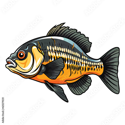 Underwater Delight: 2D Illustration of a Fascinating Convict Cichlid