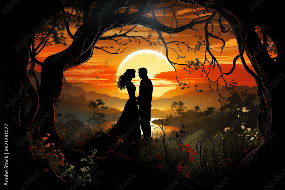 Adam and Eve in the Garden of Eden, Bible Generative AI Stock ...
