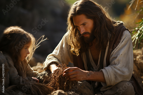 Jesus often taught using parables, which were short stories with moral or spirit Fototapet