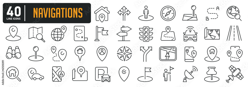 Εκτύπωση καμβά Navigation line icons