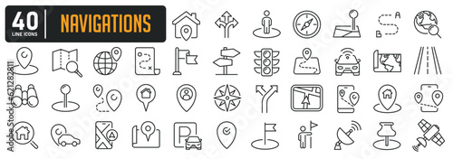 Navigation line icons. Editable stroke. For website marketing design, logo, app, template, ui, etc. Vector illustration.