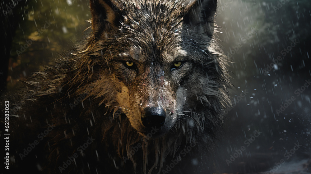 lobo determinado na tempestade da floresta lobo determinado na tempestade da floresta