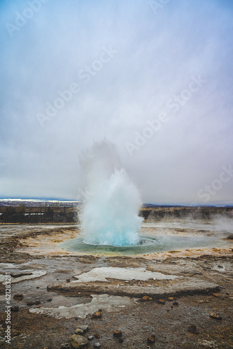 Geysir lakes of hot water in Iceland
