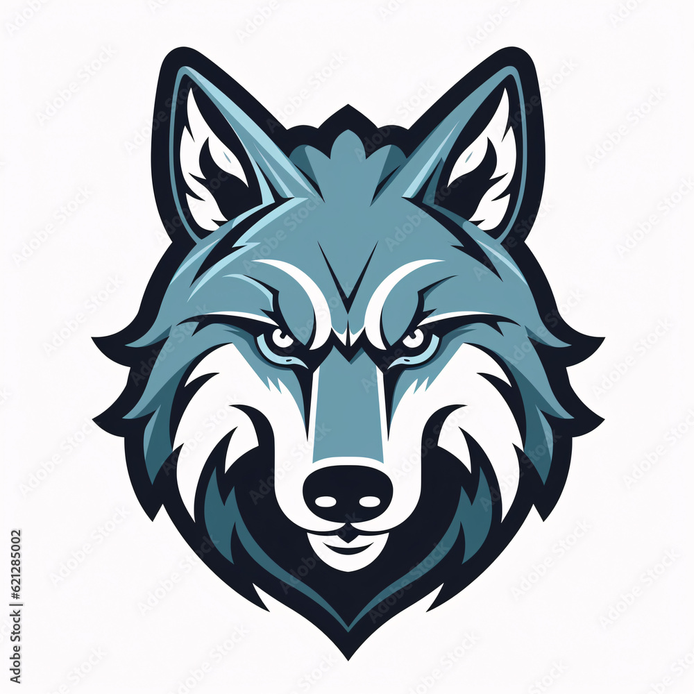 Simple logo, icon design of cool looking wolf's head. Minimalistic. Clean background. Generative AI. Simple logo, icon design of cool looking wolf's head. Minimalistic. Clean background. Generative AI.