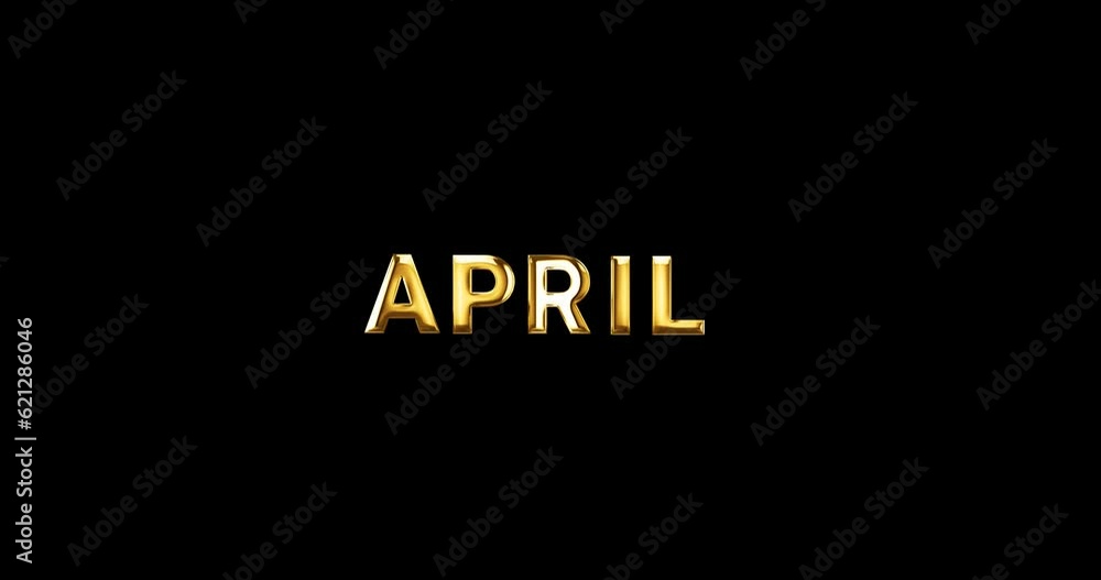April text animation. April Name of the month typography word. Animated text in gold color with alpha matte. Great for video graphic element
April text animation. April Name of the month typography word. Animated text in gold color with alpha matte. Great for video graphic element