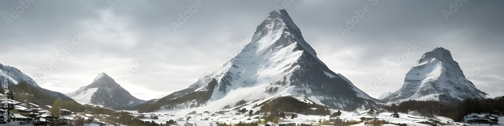 スイスの山の雪景色、高い標高