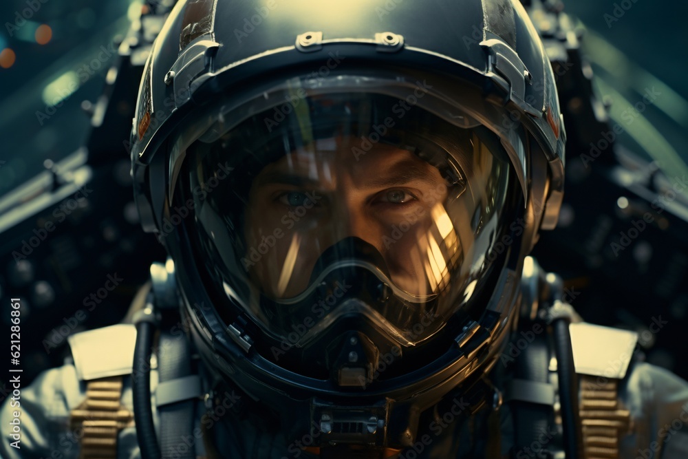Fototapeta premium AI generated fighter jet pilot