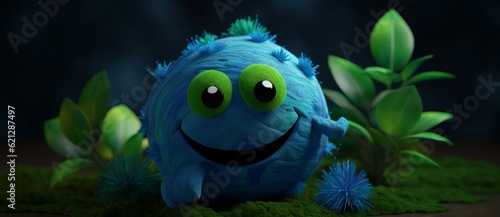 Happy Earth Plushie with Green Sprig: A Colorful and Playful Concept Art Generative AI photo