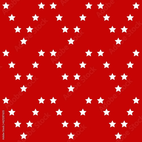 Seamless pattern with white stars on red background. Vector illustration.