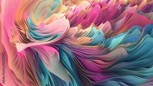 Wallpaper Mural Chromatic Symphony: A Vibrant Rainbow Paper Art in Abstract Digital Style with Graceful Forms, Sculptures, and Fractalism Generative AI Torontodigital.ca