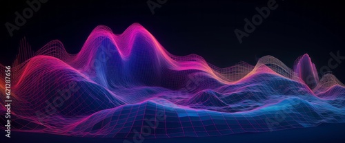 Digital Dreamscape: A Mesmerizing Neon Grid of Colorful Moebius and Data Visualizations Generative AI