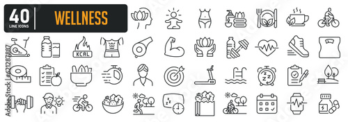 Wellness line icons. Editable stroke. For website marketing design, logo, app, template, ui, etc. Vector illustration.