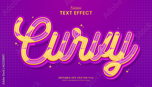 decorative curvy yellow and purple pattern editable text effect vector design