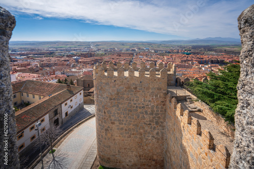 Aerial view of Avila and Medieval Walls Tower - Avila, Spain