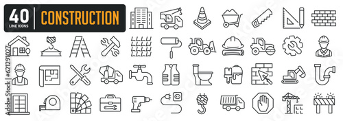 Construction thin line icons. Editable stroke. For website marketing design, logo, app, template, ui, etc. Vector illustration.