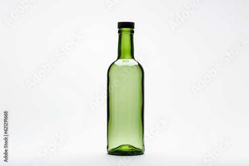Simple glass bottle on a gray background. Generative AI