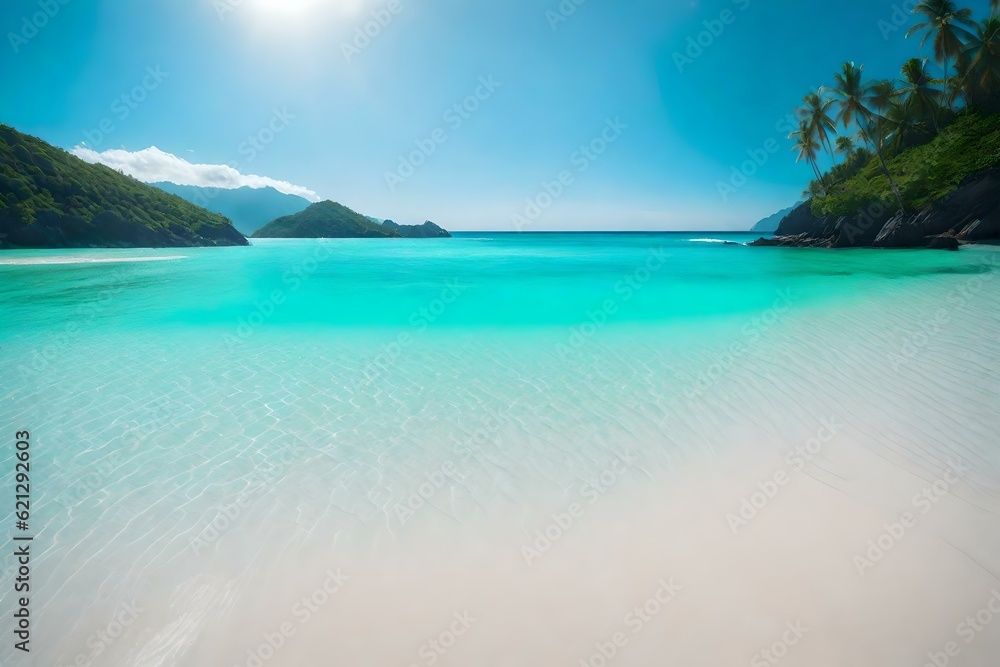 tropical island in the sea wallpaper and background generated by AI tropical island in the sea wallpaper and background generated by AI