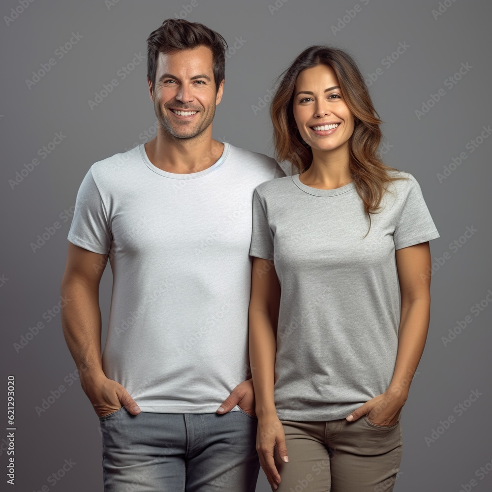 Illustration of a fashion portrait with plain t-shirt mockup, AI Generated Illustration of a fashion portrait with plain t-shirt mockup, AI Generated