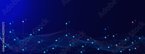 Abstract connecting dots and lines. Big data visualization, global network connection and communication technology concept background.