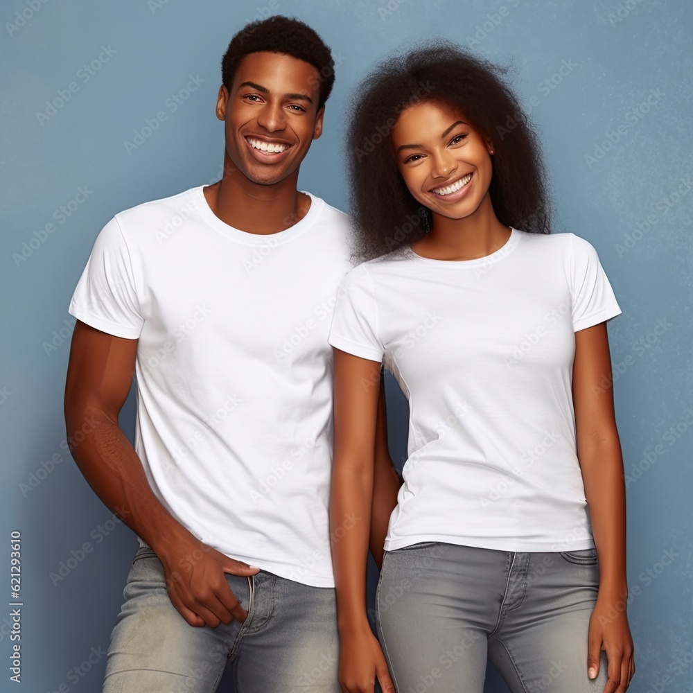 Illustration of a fashion portrait with plain t-shirt mockup, AI Generated Illustration of a fashion portrait with plain t-shirt mockup, AI Generated